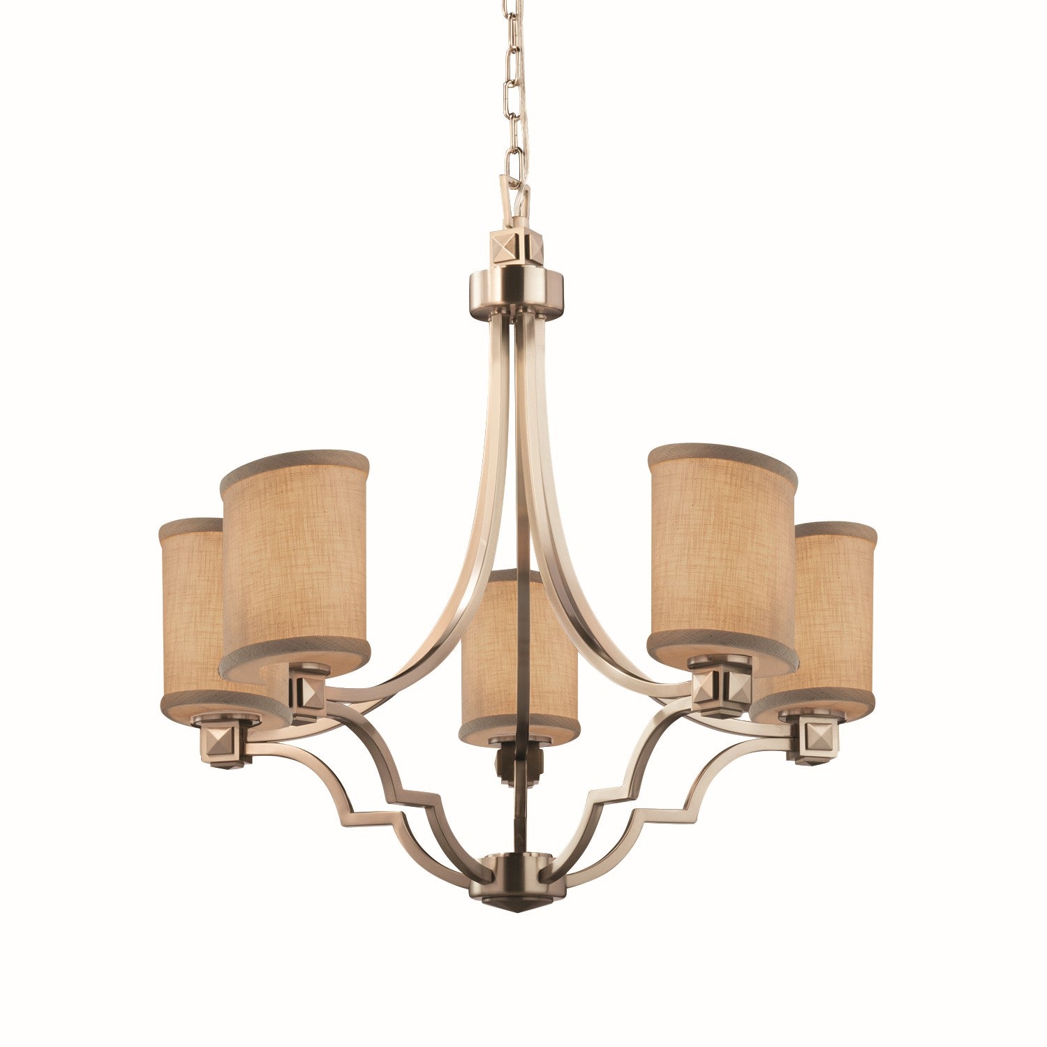 Justice Designs - FAB-8500-30-CREM-NCKL - Five Light Chandelier - Textile - Brushed Nickel