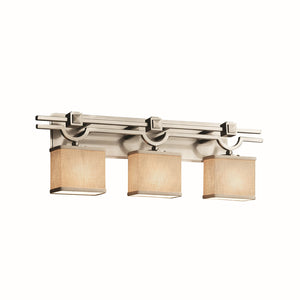 Justice Designs - FAB-8503-55-CREM-NCKL - Three Light Bath Bar - Textile - Brushed Nickel