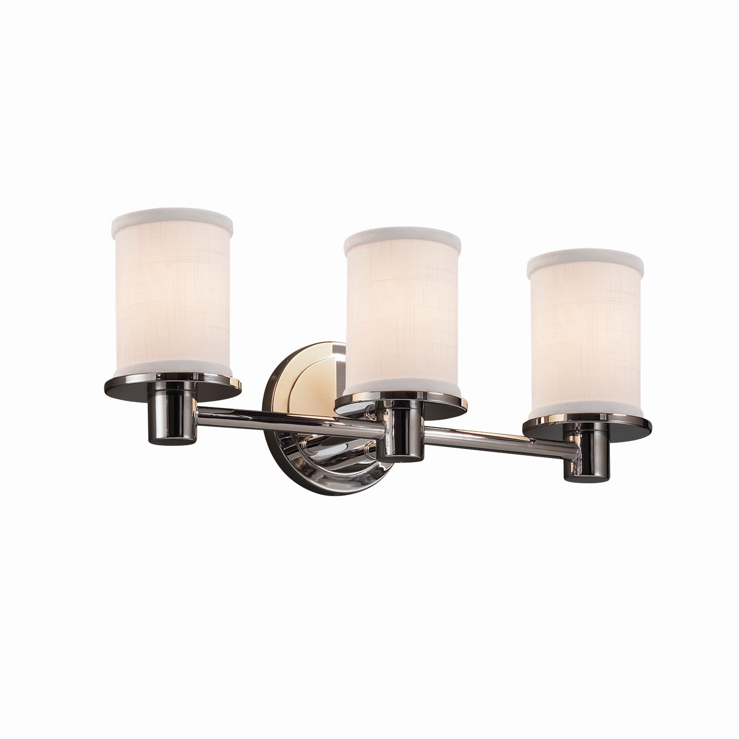 Justice Designs - FAB-8513-10-WHTE-CROM - Three Light Bath Bar - Textile - Polished Chrome