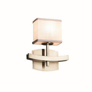 Justice Designs - FAB-8597-55-WHTE-NCKL - One Light Wall Sconce - Textile - Brushed Nickel