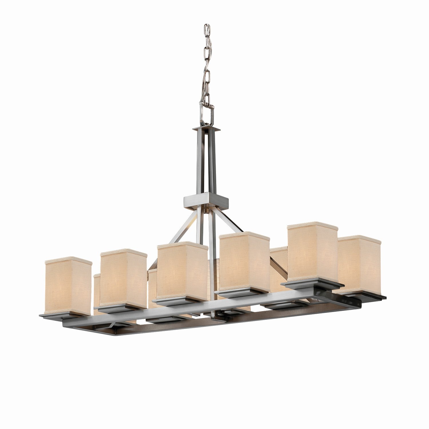 Justice Designs - FAB-8650-15-CREM-NCKL - Ten Light Chandelier - Textile - Brushed Nickel