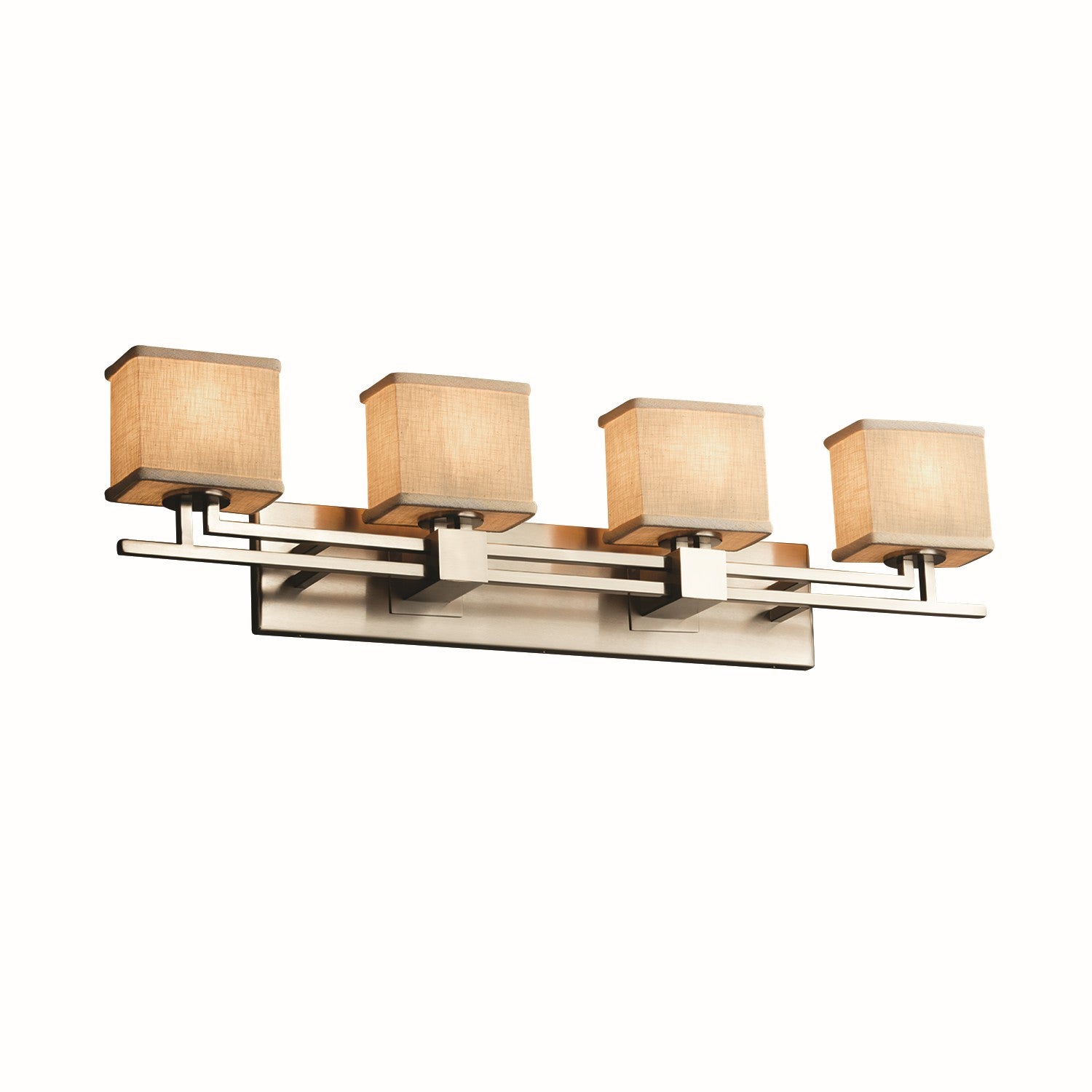 Justice Designs - FAB-8704-55-CREM-NCKL - Four Light Bath Bar - Textile - Brushed Nickel