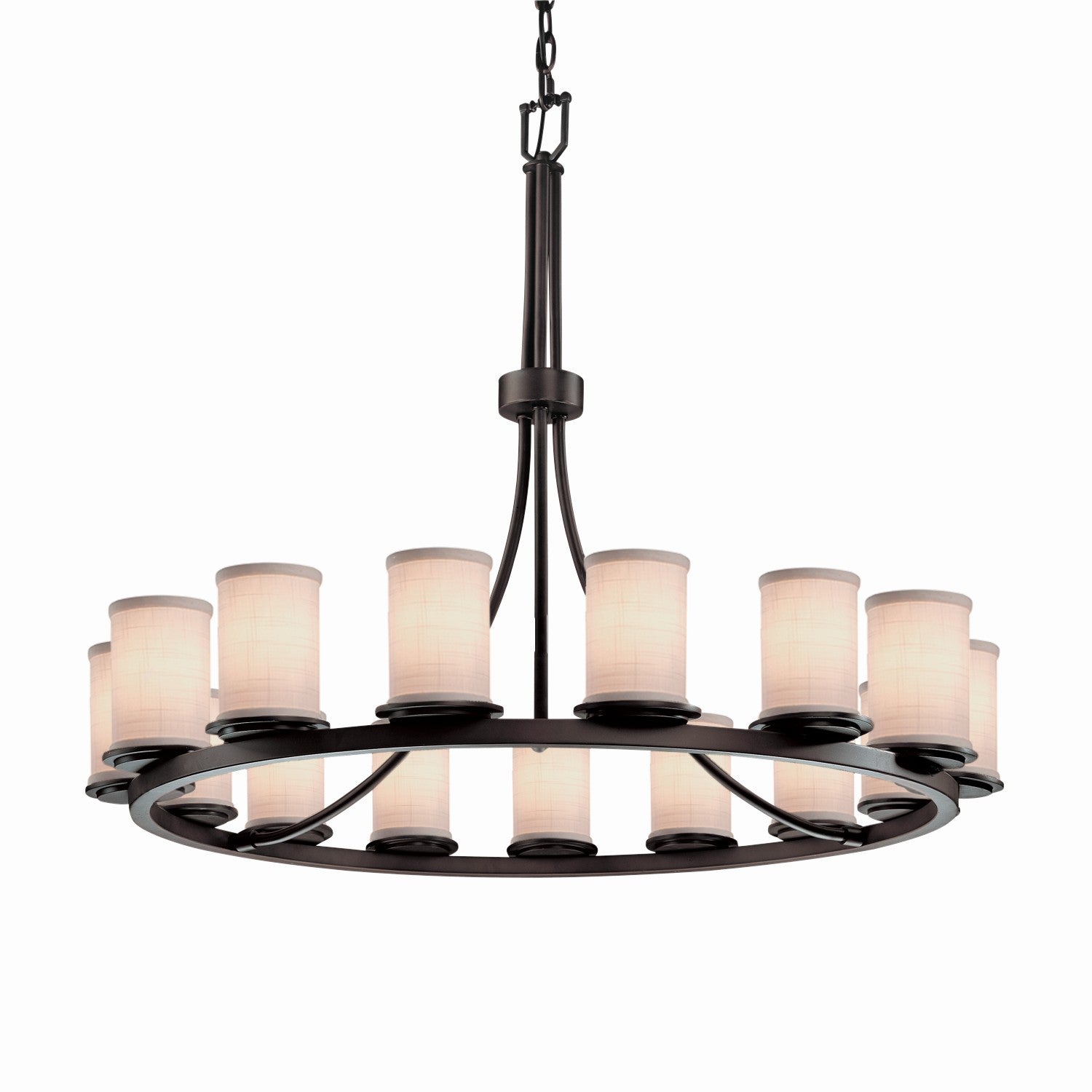 Justice Designs - FAB-8715-10-WHTE-DBRZ - 15 Light Chandelier - Textile - Dark Bronze