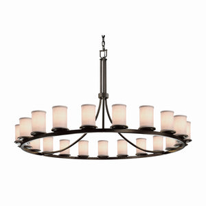 Justice Designs - FAB-8716-10-WHTE-DBRZ - 21 Light Chandelier - Textile - Dark Bronze