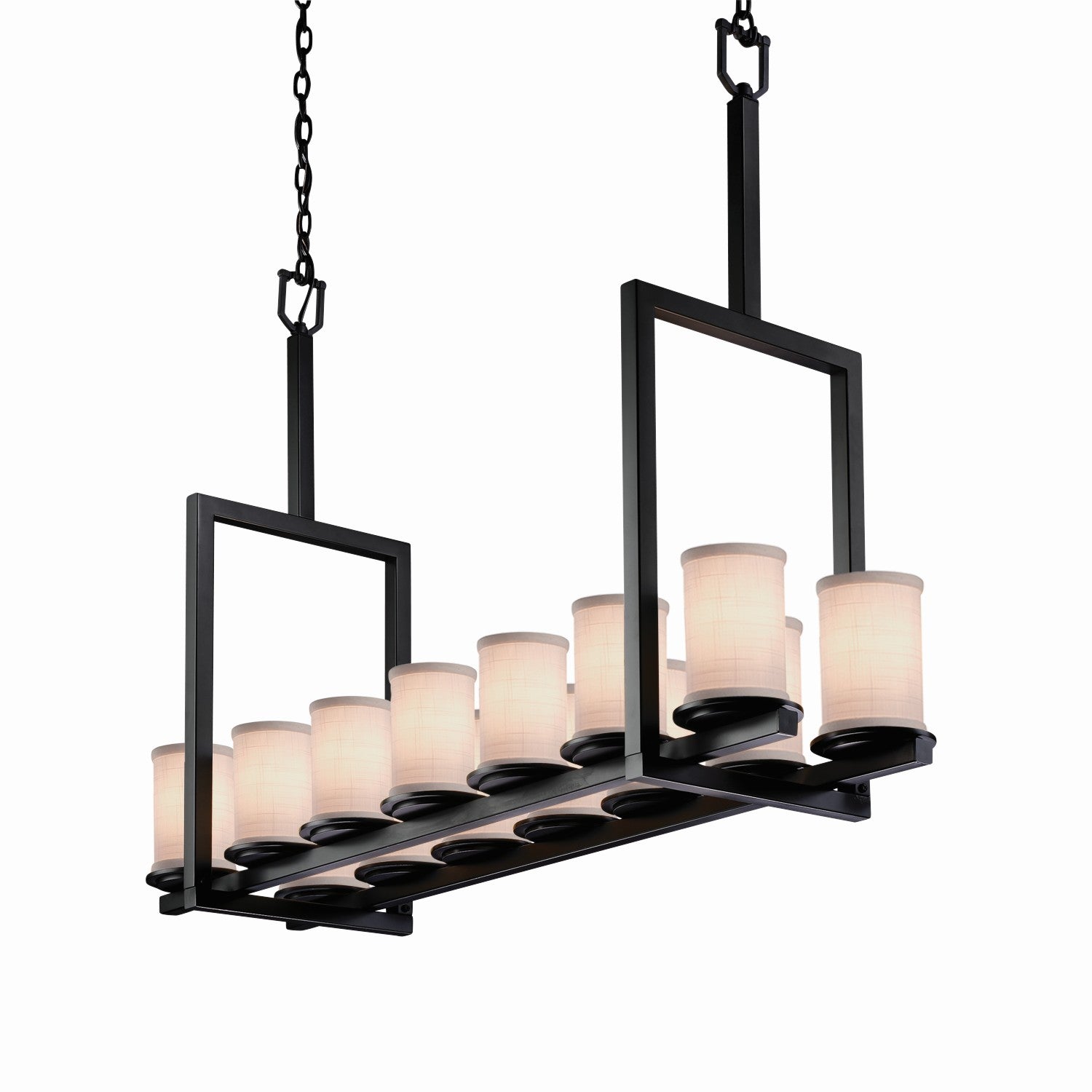 Justice Designs - FAB-8764-10-WHTE-MBLK - 14 Light Chandelier - Textile - Matte Black