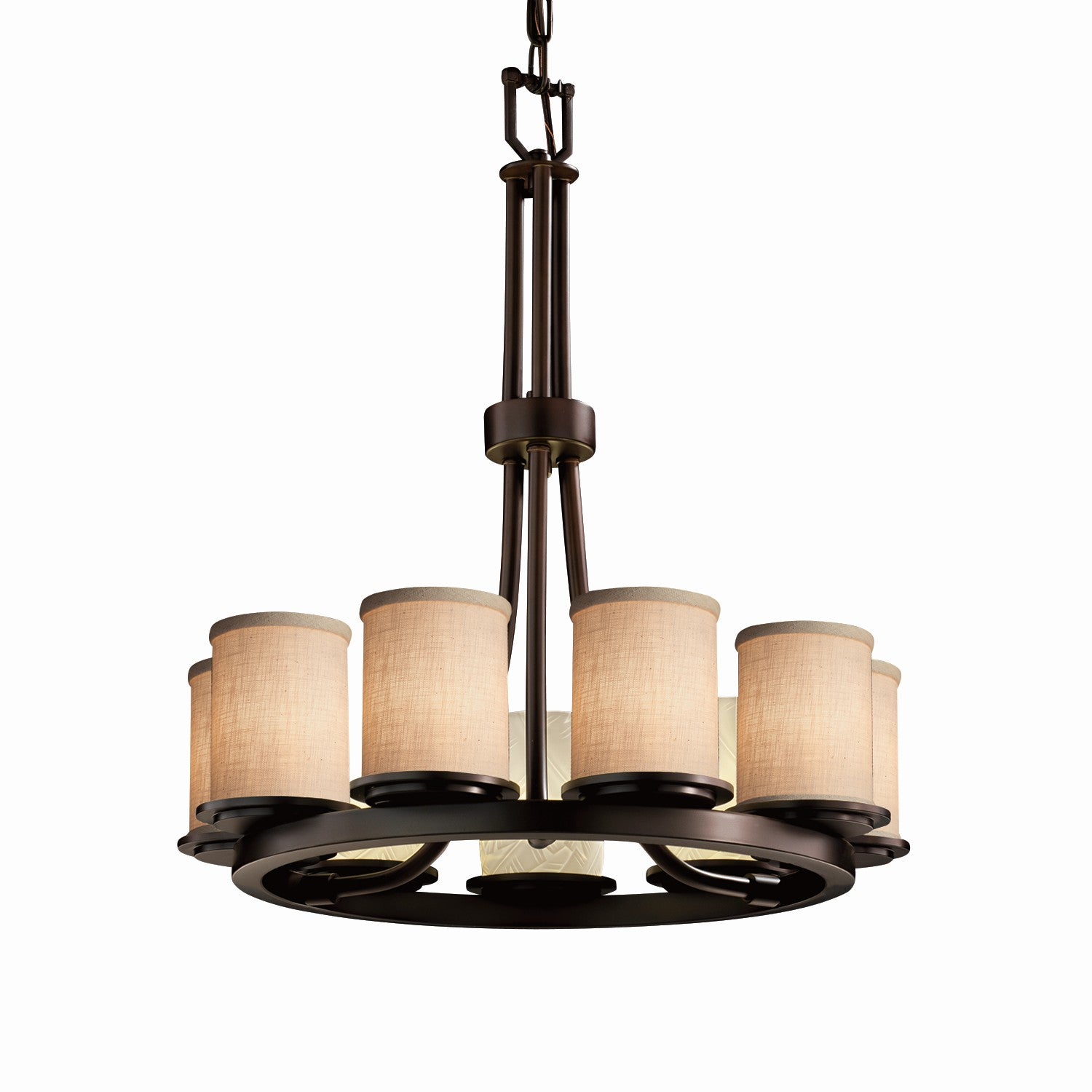 Justice Designs - FAB-8766-10-CREM-DBRZ - Nine Light Chandelier - Textile - Dark Bronze