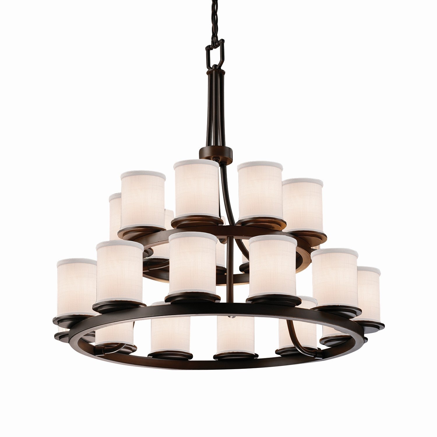 Justice Designs - FAB-8767-10-WHTE-DBRZ - 21 Light Chandelier - Textile - Dark Bronze