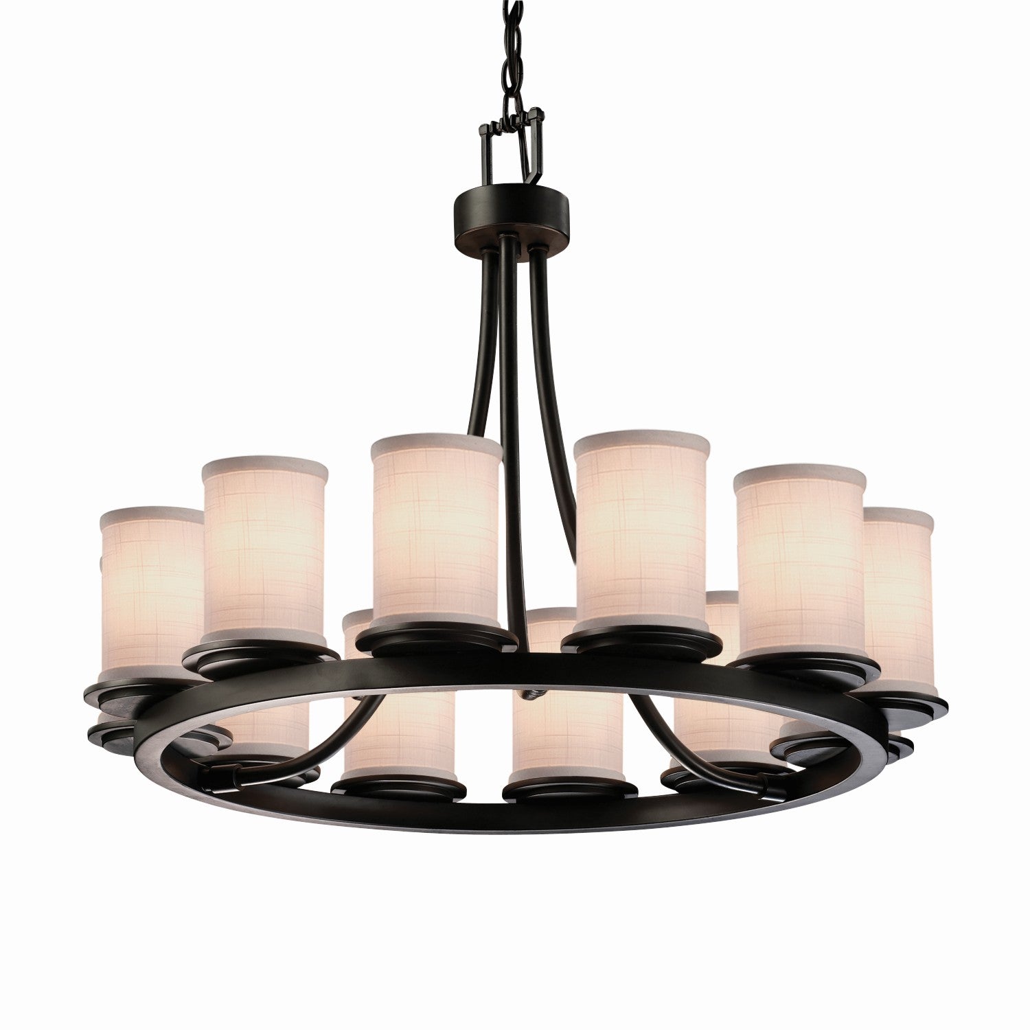 Justice Designs - FAB-8768-10-WHTE-MBLK - 12 Light Chandelier - Textile - Matte Black