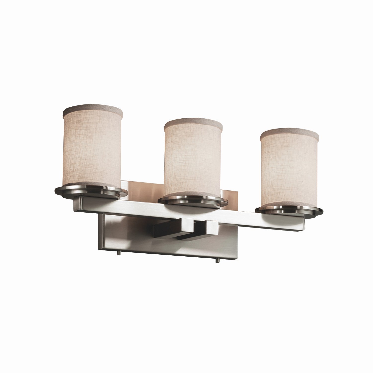 Justice Designs - FAB-8773-10-WHTE-NCKL - Three Light Bath Bar - Textile - Brushed Nickel