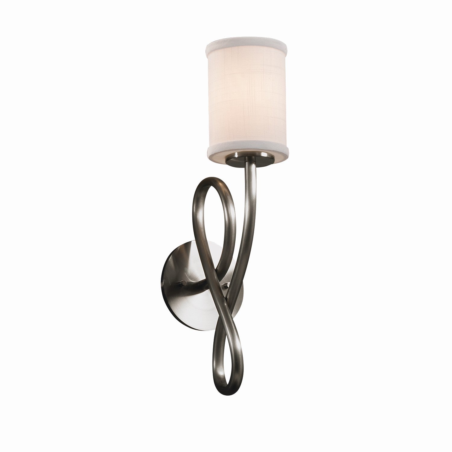 Justice Designs - FAB-8911-10-WHTE-NCKL - One Light Wall Sconce - Textile - Brushed Nickel