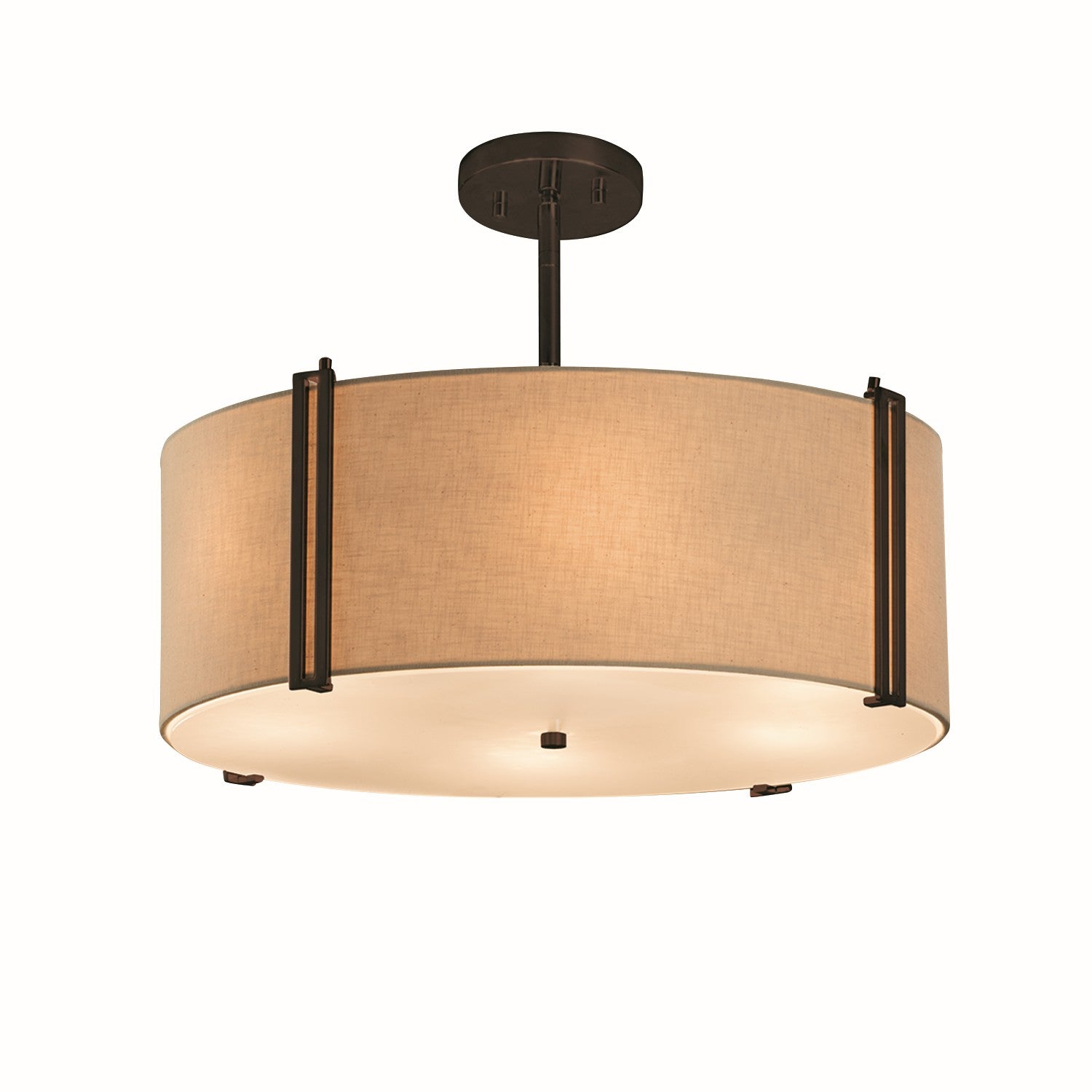 Justice Designs - FAB-9511-CREM-DBRZ - Three Light Pendant - Textile - Dark Bronze