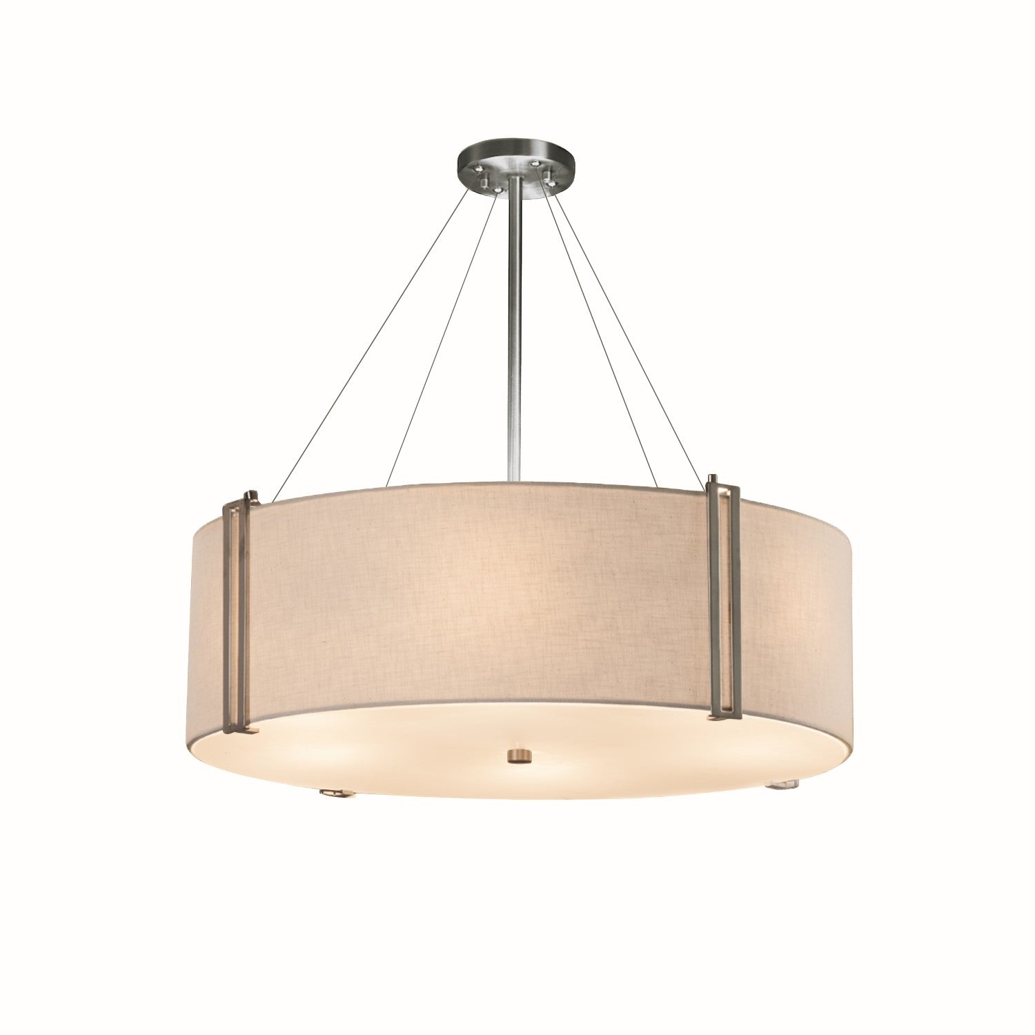 Justice Designs - FAB-9514-WHTE-NCKL - Eight Light Pendant - Textile - Brushed Nickel