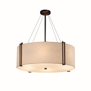 Justice Designs - FAB-9517-WHTE-DBRZ - Eight Light Pendant - Textile - Dark Bronze