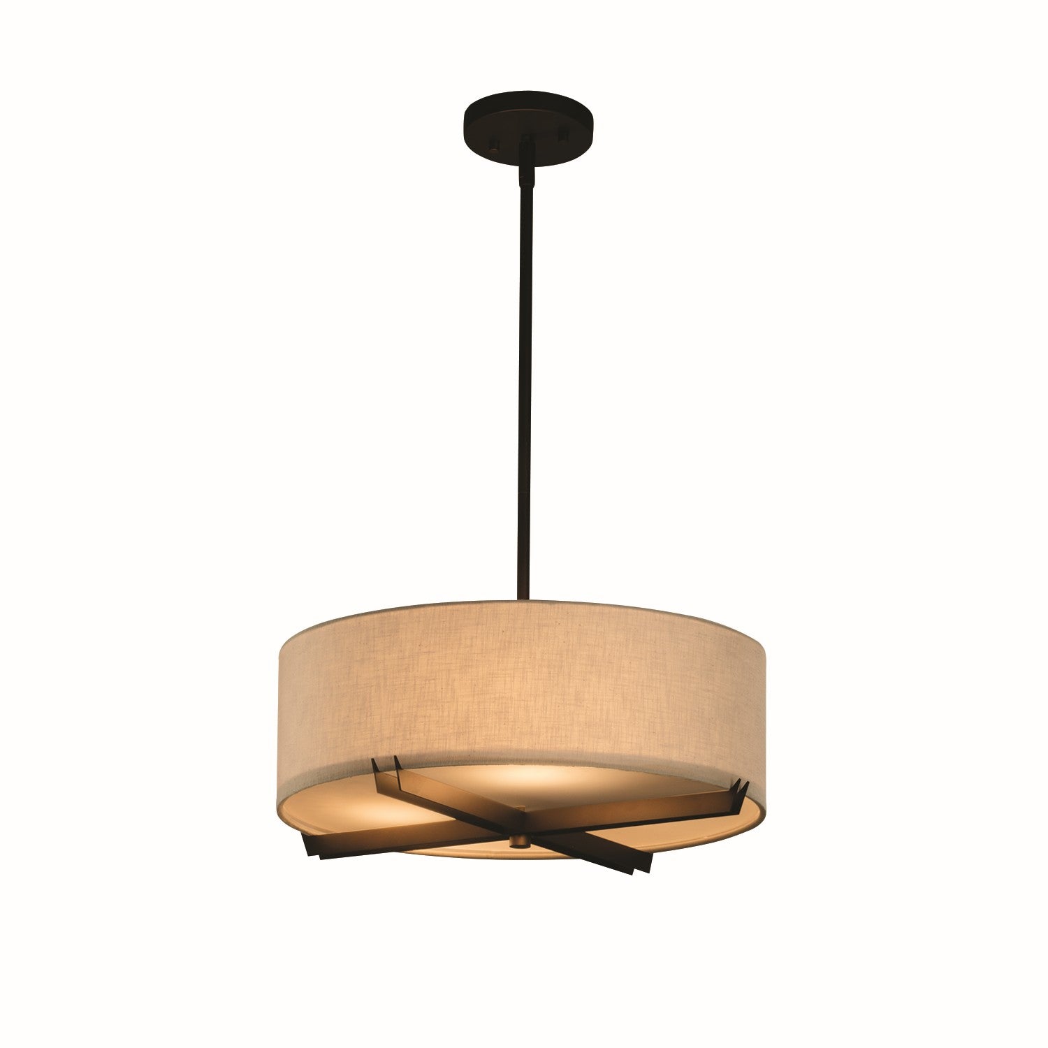 Justice Designs - FAB-9521-CREM-DBRZ - Three Light Pendant - Textile - Dark Bronze