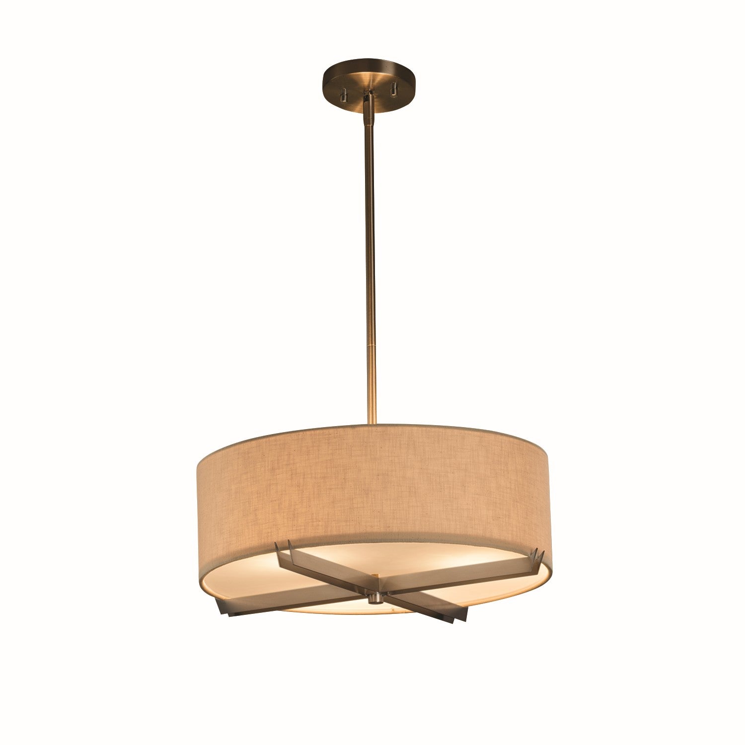 Justice Designs - FAB-9521-CREM-NCKL - Three Light Pendant - Textile - Brushed Nickel