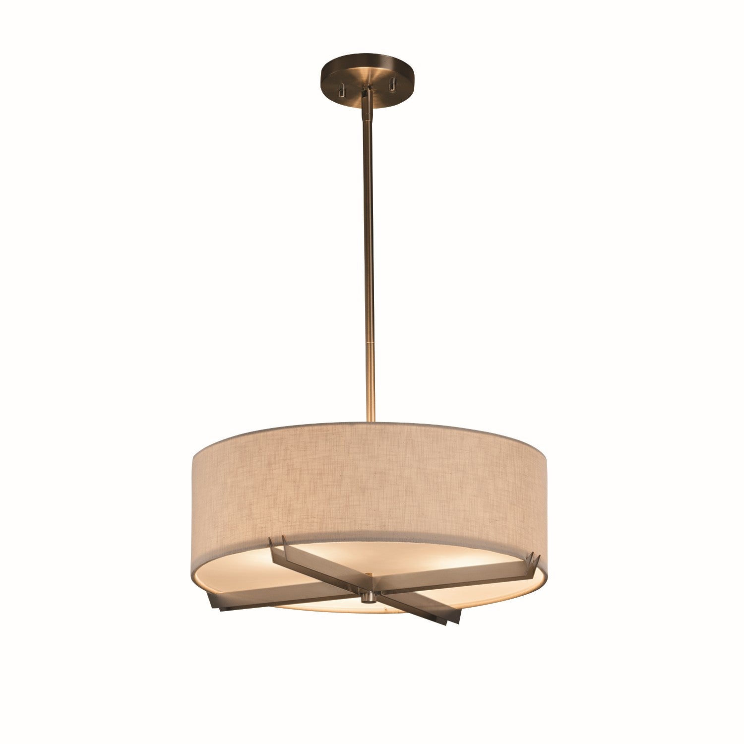 Justice Designs - FAB-9521-WHTE-NCKL - Three Light Pendant - Textile - Brushed Nickel