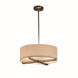 Justice Designs - FAB-9521-WHTE-NCKL - Three Light Pendant - Textile - Brushed Nickel