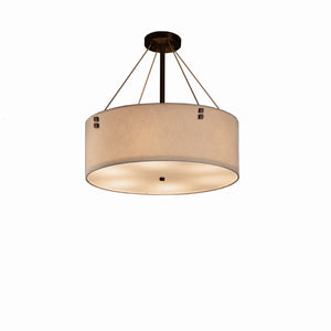 Justice Designs - FAB-9531-CREM-DBRZ-F2 - Three Light Pendant - Textile - Dark Bronze