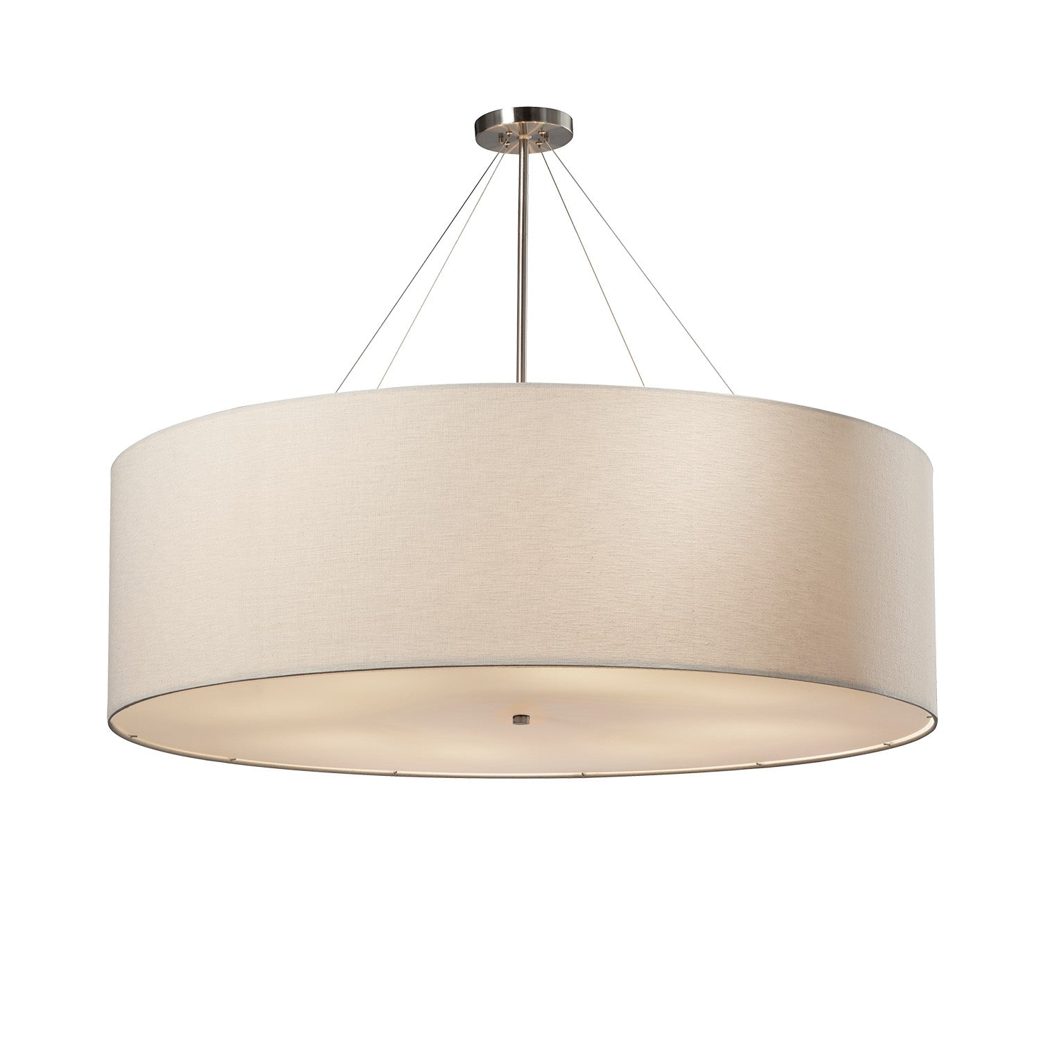 Justice Designs - FAB-9599-WHTE-NCKL - 12 Light Pendant - Textile - Brushed Nickel