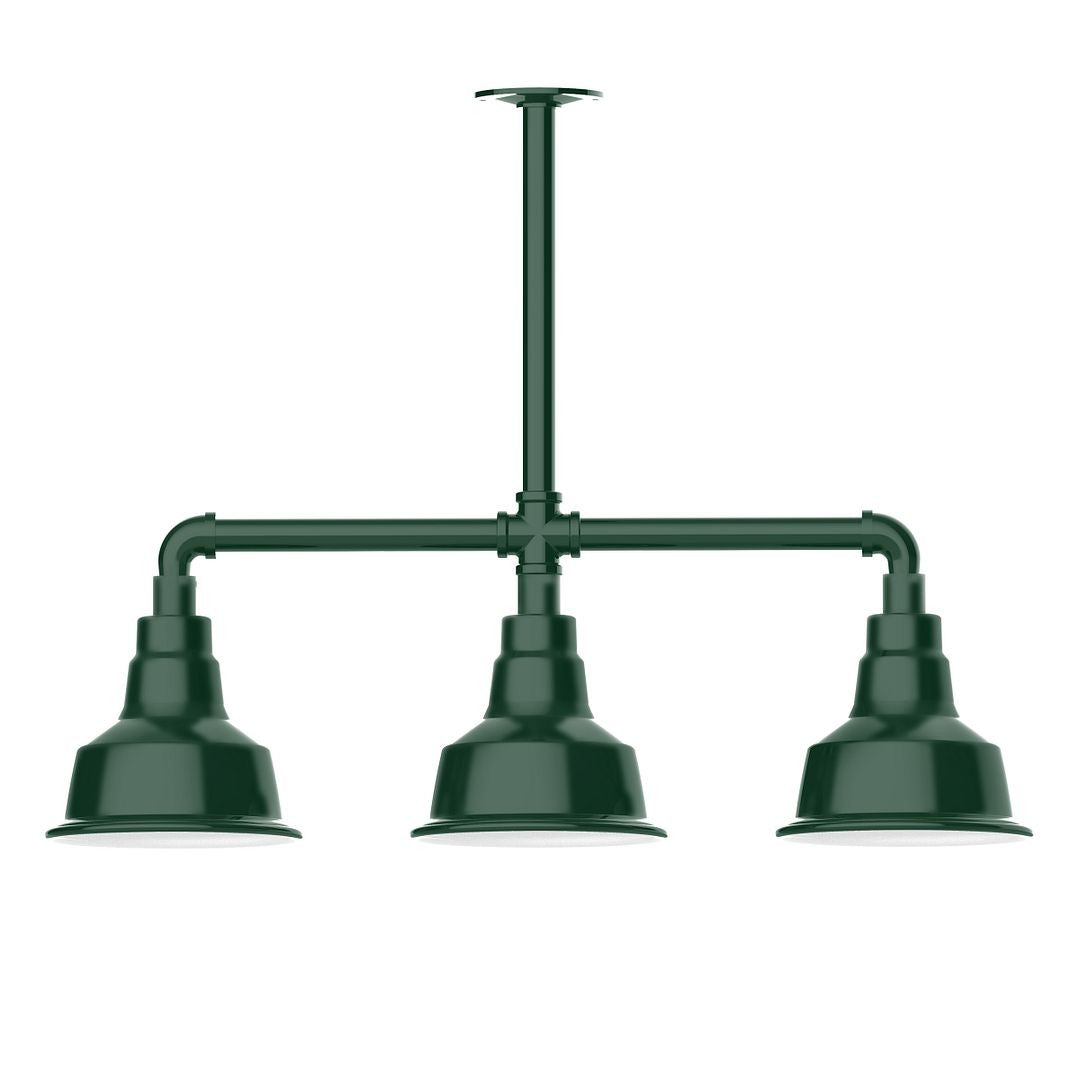 Montclair Light Works - MSK180-42-G05 - Three Light Pendant - Warehouse - Forest Green