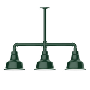 Montclair Light Works - MSK180-42-T24-W08 - Three Light Pendant - Warehouse - Forest Green