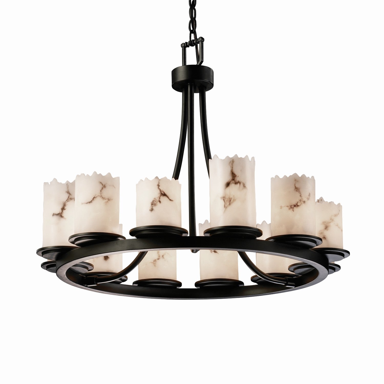 Justice Designs - FAL-8768-12-MBLK-LED12-8400 - LED Chandelier - LumenAria - Matte Black