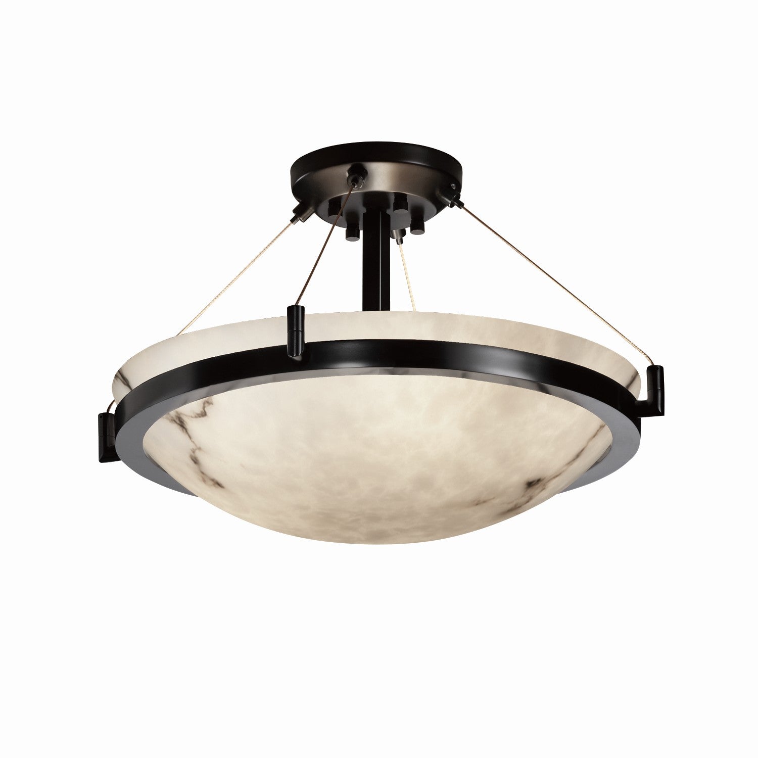 Justice Designs - FAL-9681-35-MBLK - Three Light Semi-Flush Mount - LumenAria - Matte Black