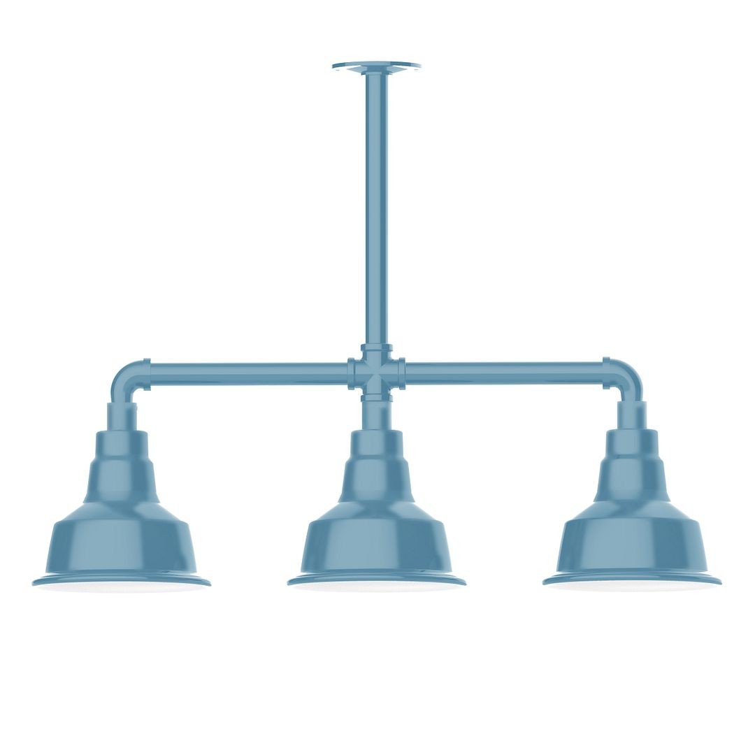 Montclair Light Works - MSK180-54-T24-G05 - Three Light Pendant - Warehouse - Light Blue