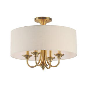 Maxim - 10013OMNAB - Four Light Pendant / Semi-Flush Mount - Bongo - Natural Aged Brass