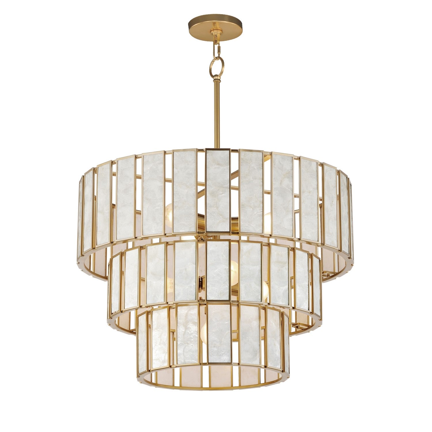 Maxim - 12808CZNAB - Seven Light Chandelier - Miramar - Capiz / Natural Aged Brass