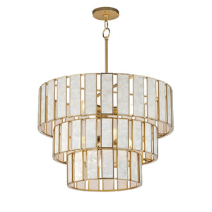 Maxim - 12808CZNAB - Seven Light Chandelier - Miramar - Capiz / Natural Aged Brass