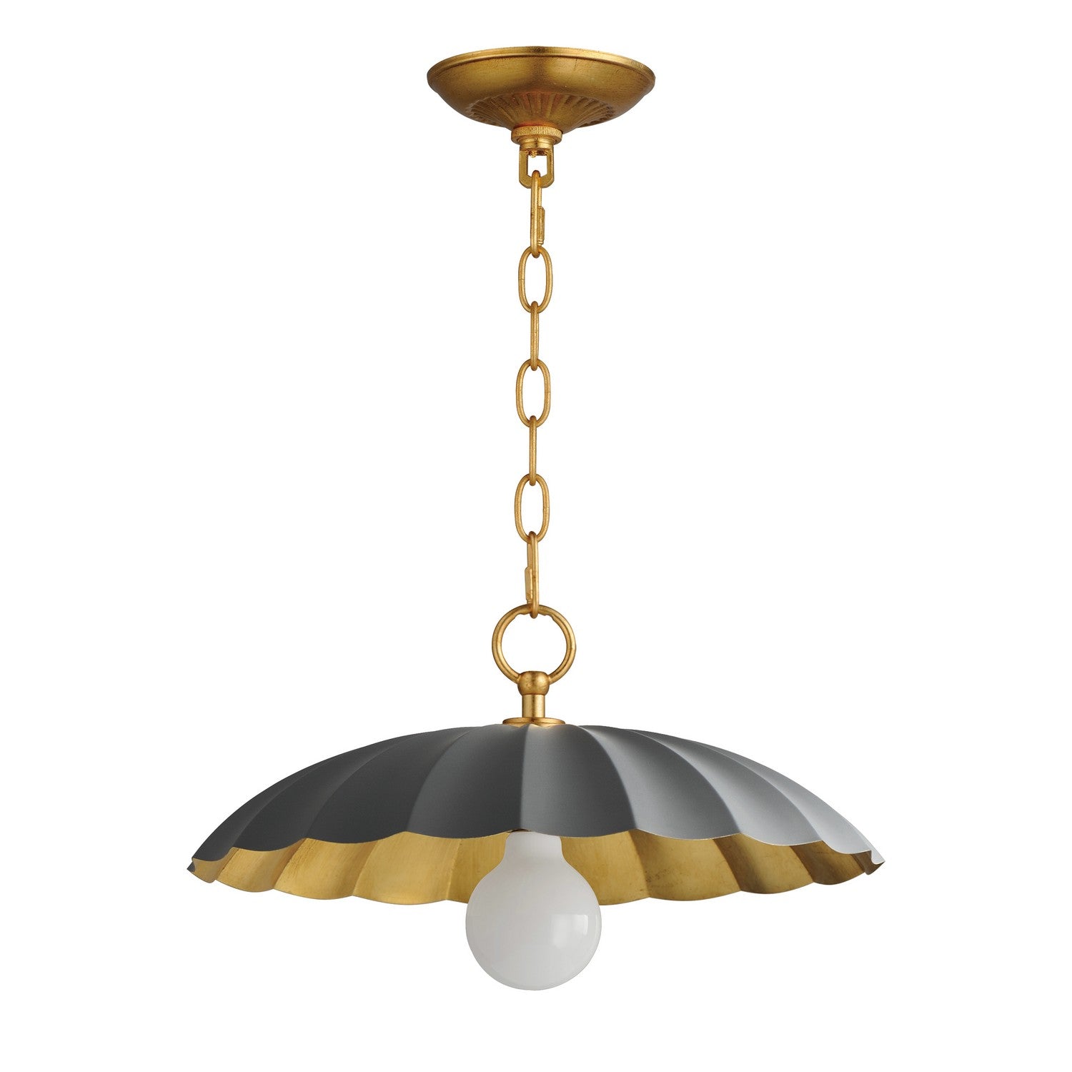 Maxim - 18055DGGL - One Light Pendant - Primrose - Dark Grey / Gold Leaf