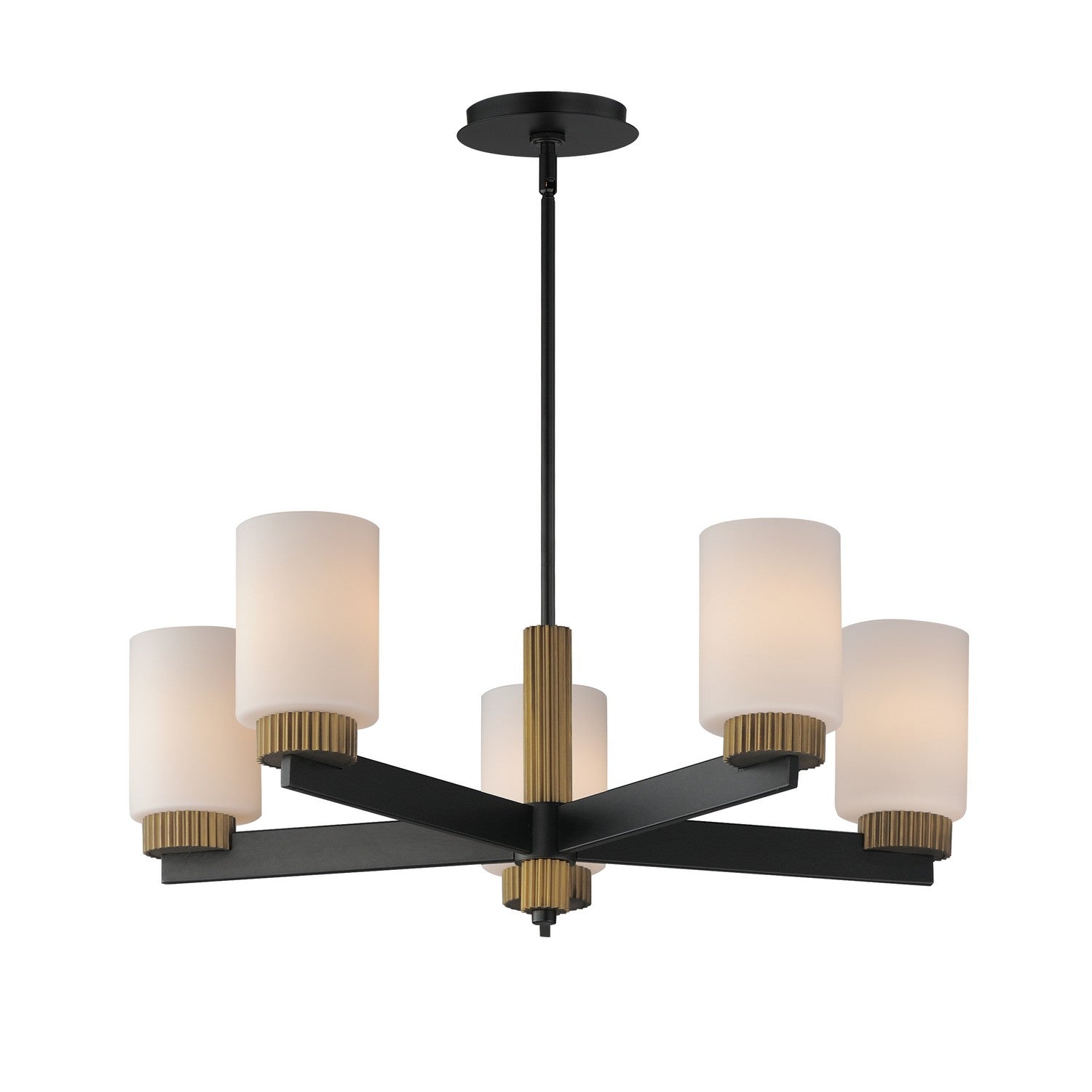 Maxim - 32655SWBKAB - Five Light Chandelier - Ruffles - Black / Antique Brass