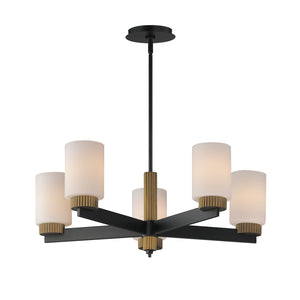 Maxim - 32655SWBKAB - Five Light Chandelier - Ruffles - Black / Antique Brass