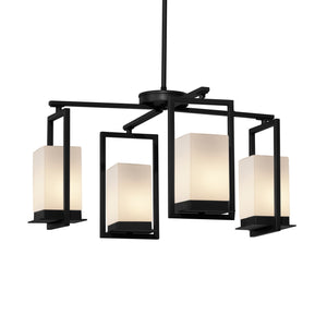 Justice Designs - FSN-7510W-OPAL-MBLK - LED Outdoor Chandelier - Fusion - Matte Black