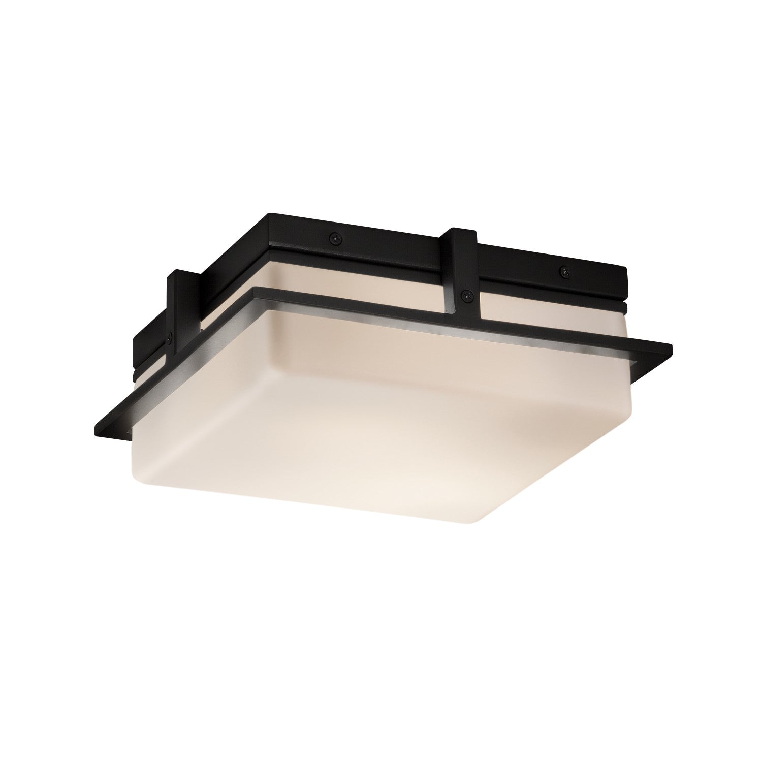 Justice Designs - FSN-7560W-OPAL-MBLK - LED Outdoor Flush Mount - Fusion - Matte Black