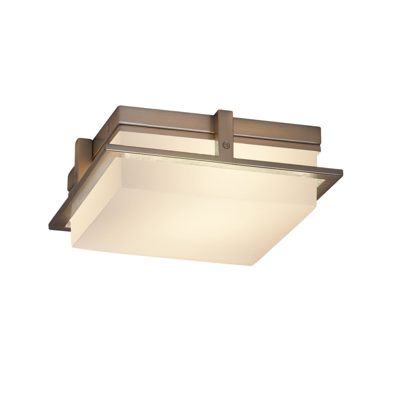 Justice Designs - FSN-7560W-OPAL-NCKL - LED Outdoor Flush Mount - Fusion - Brushed Nickel