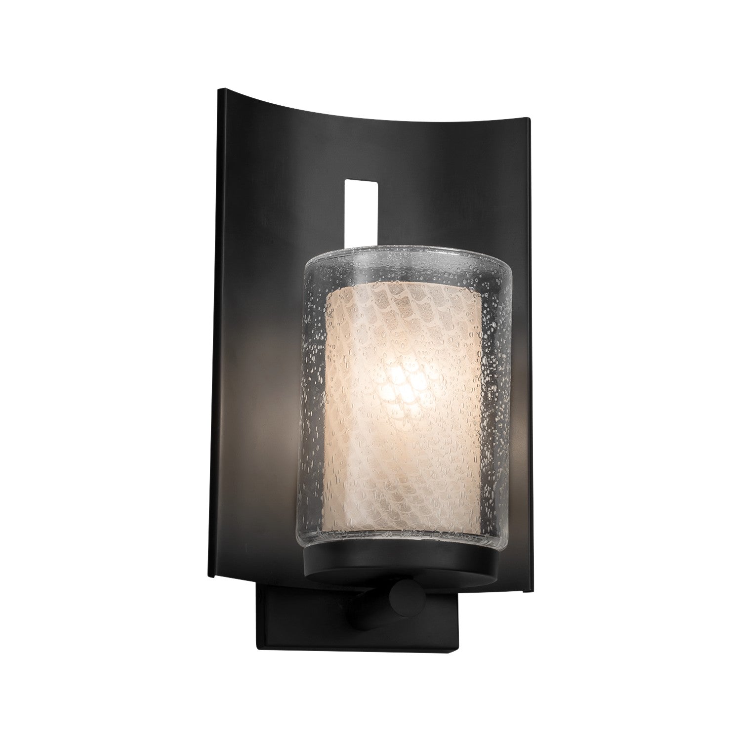 Justice Designs - FSN-7591W-10-WEVE-MBLK-LED1-700 - LED Outdoor Wall Sconce - Fusion - Matte Black