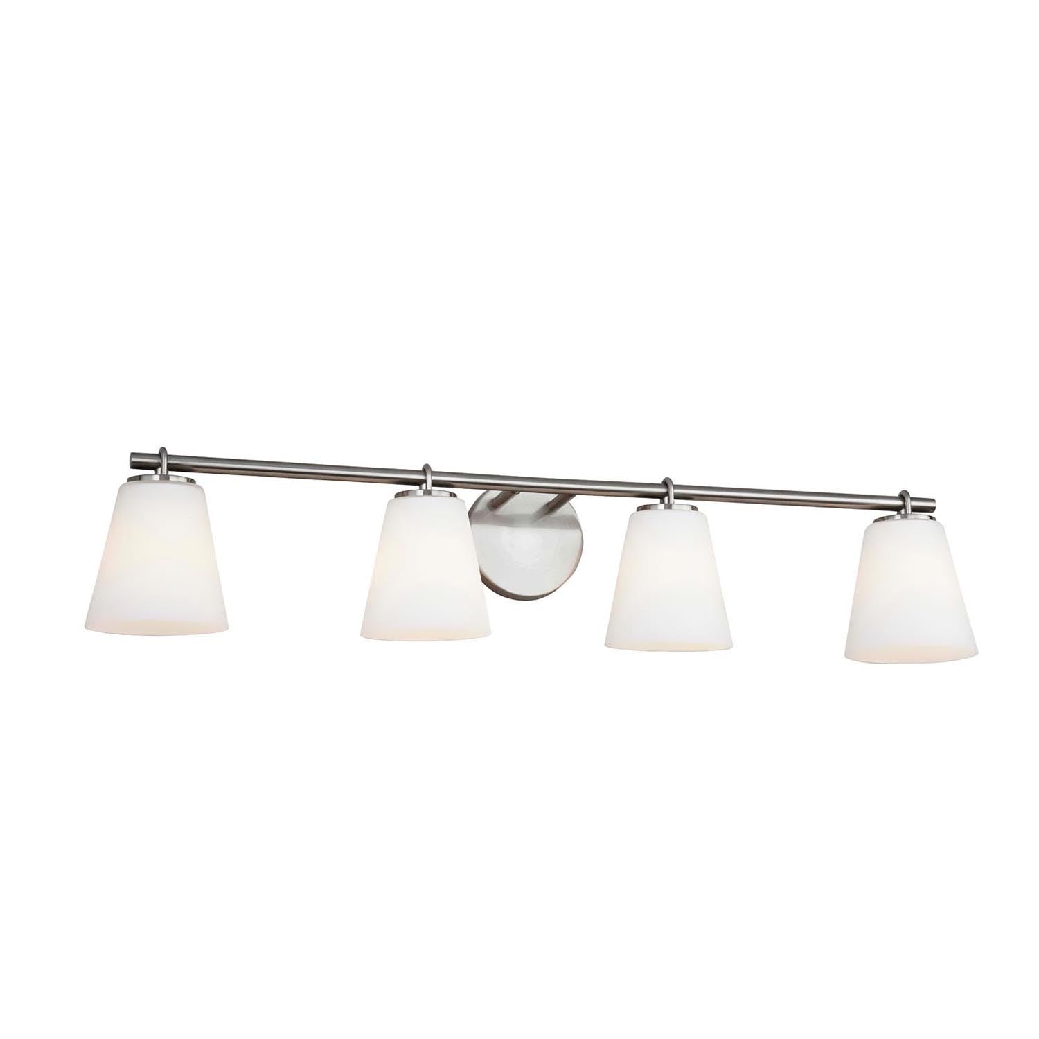 Justice Designs - FSN-8034-OPAL-NCKL - Four Light Bath Bar - Fusion - Brushed Nickel