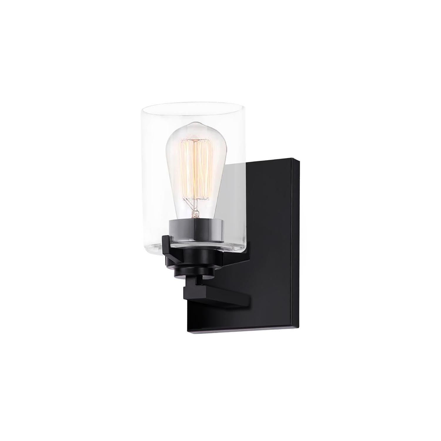 Justice Designs - FSN-8091-CLER-MBLK - One Light Wall Sconce - Fusion - Matte Black