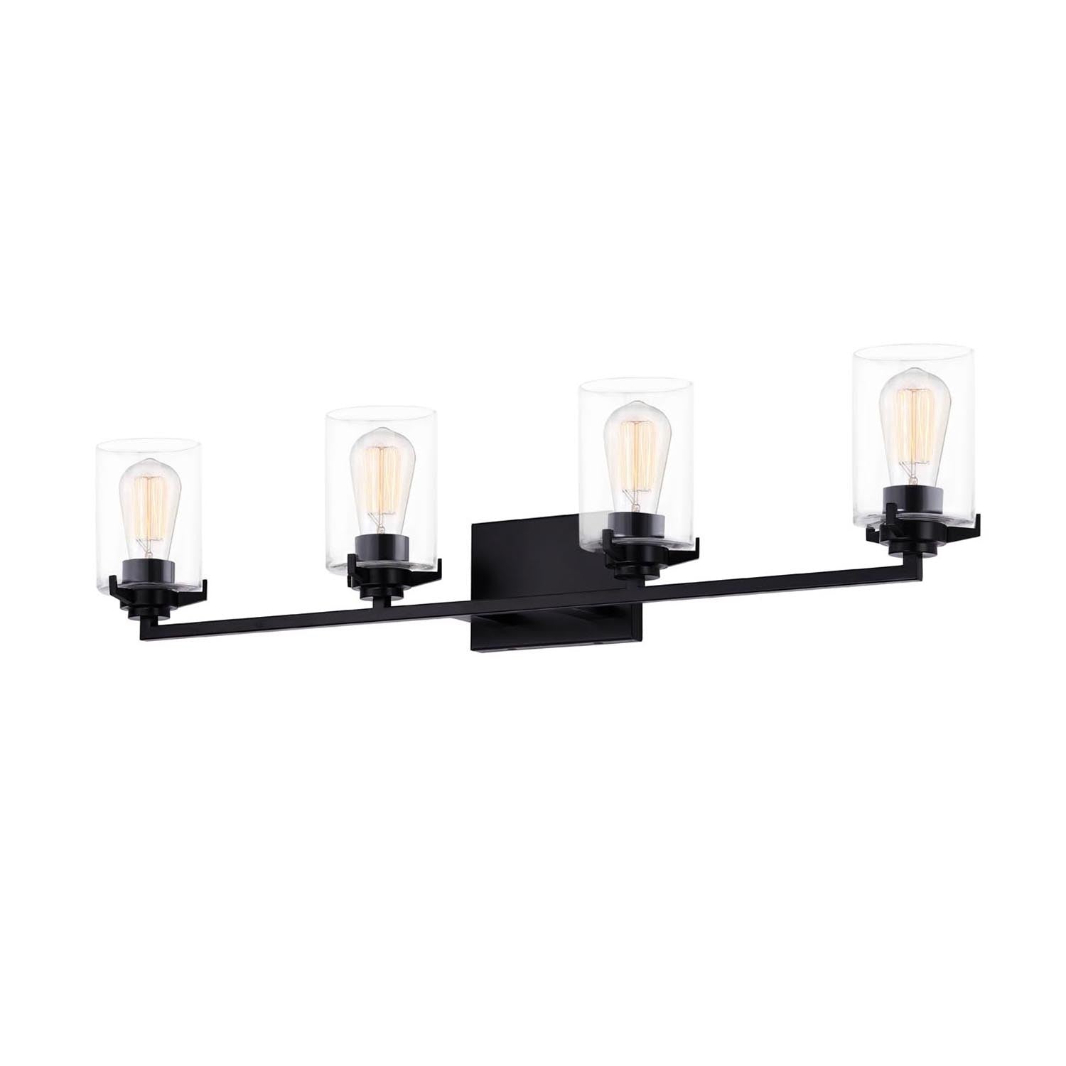 Justice Designs - FSN-8094-CLER-MBLK - Four Light Bath Bar - Fusion - Matte Black