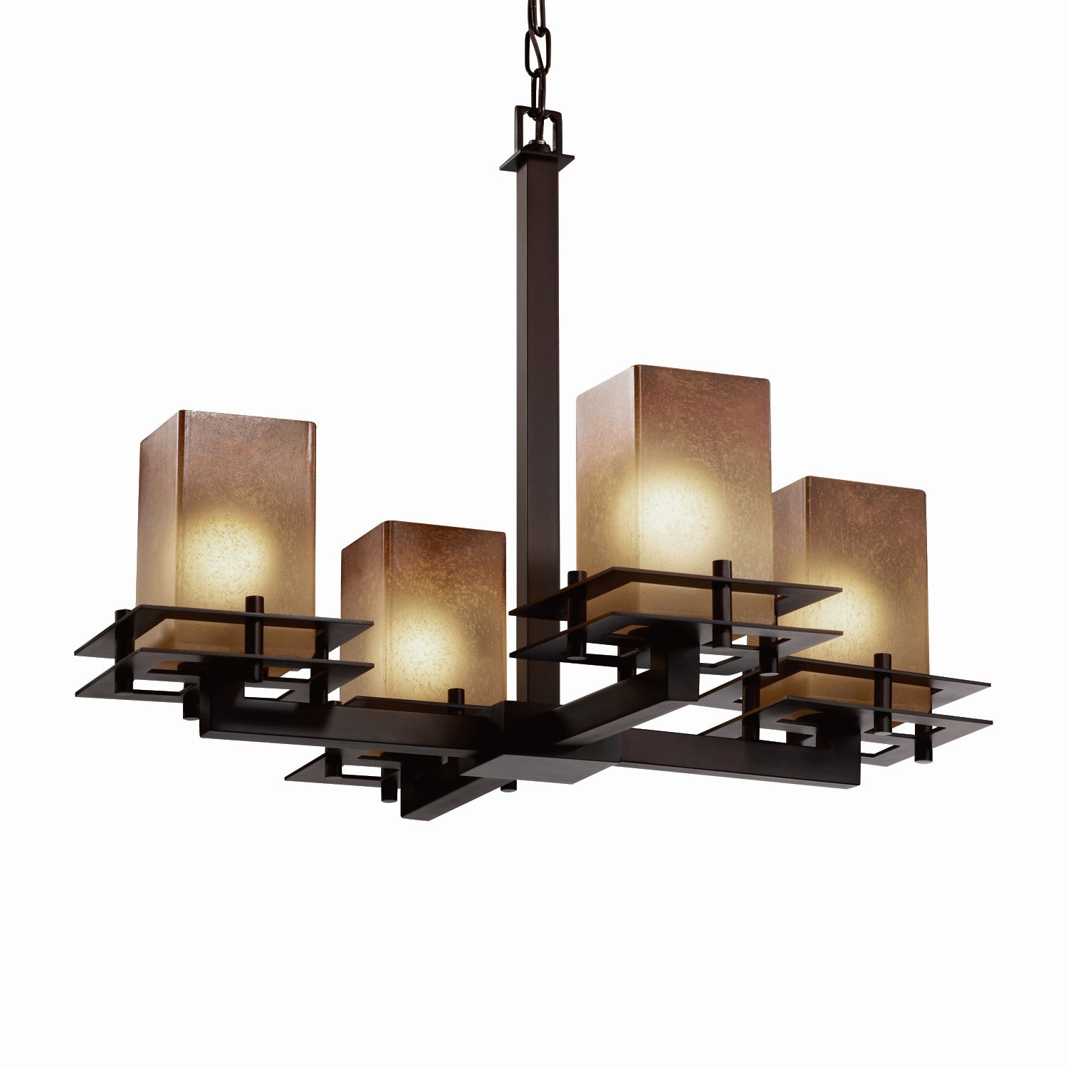 Justice Designs - FSN-8100-15-CRML-DBRZ-LED4-2800 - LED Chandelier - Fusion - Dark Bronze