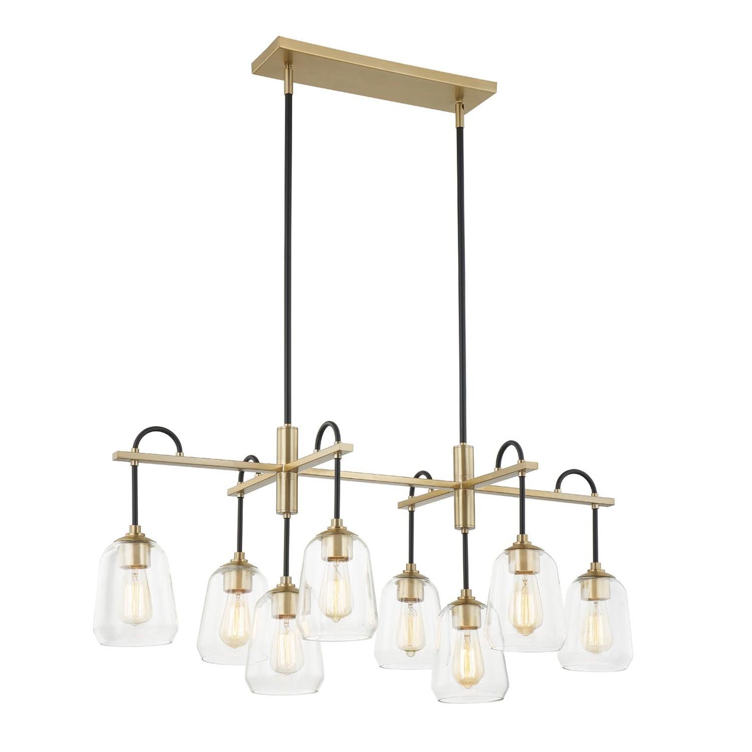 Justice Designs - FSN-8108-CLER-MBBR - Eight Light Chandelier - Fusion - Matte Black w/ Brass