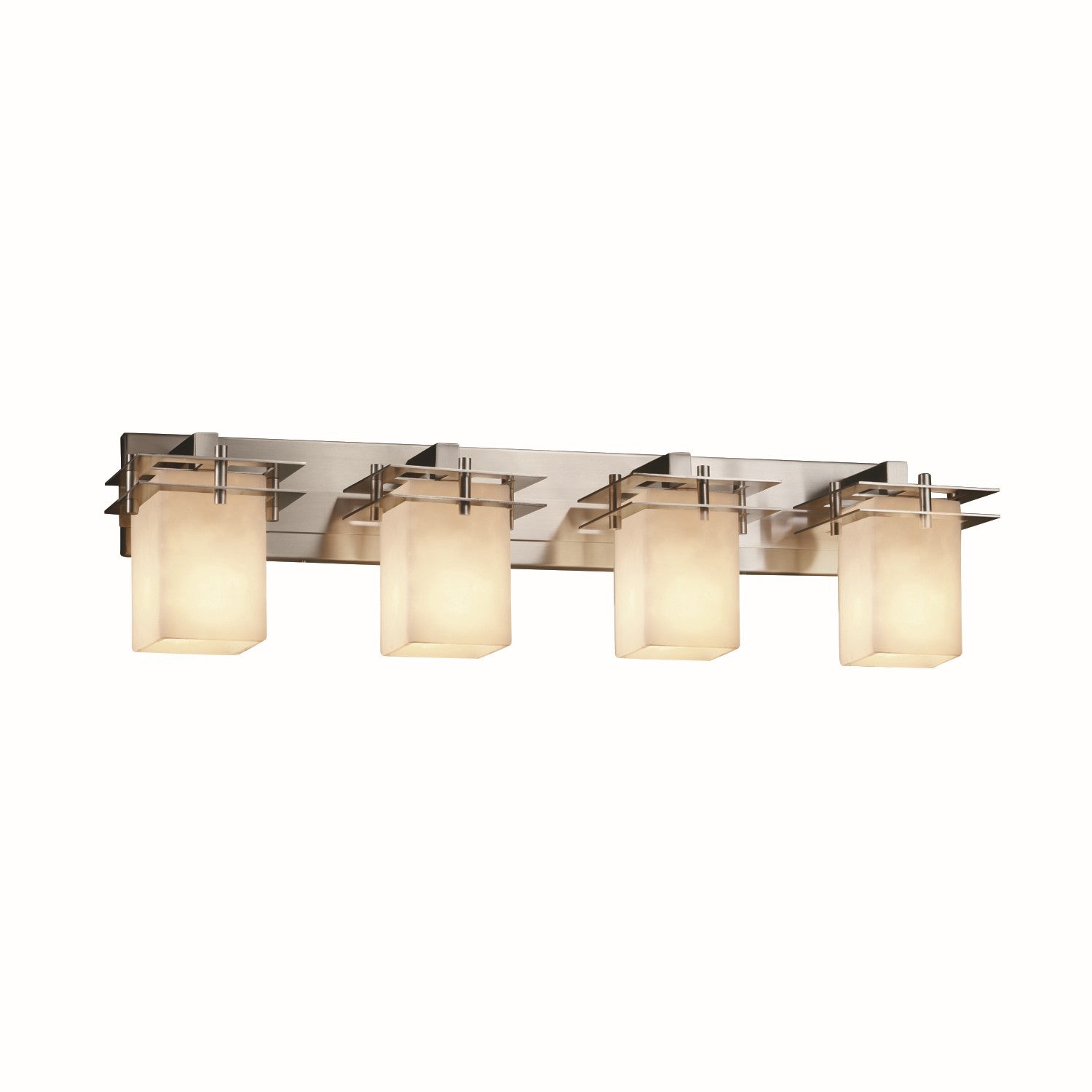 Justice Designs - FSN-8174-15-OPAL-NCKL - Four Light Bath Bar - Fusion - Brushed Nickel