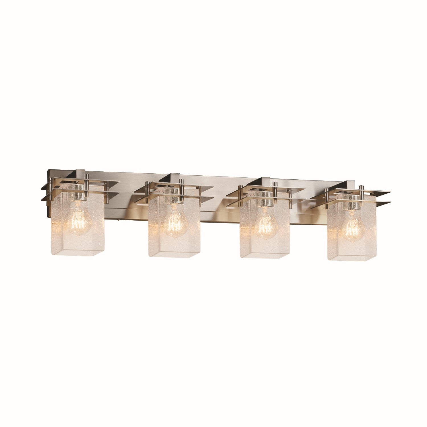 Justice Designs - FSN-8174-15-SEED-NCKL - Four Light Bath Bar - Fusion - Brushed Nickel