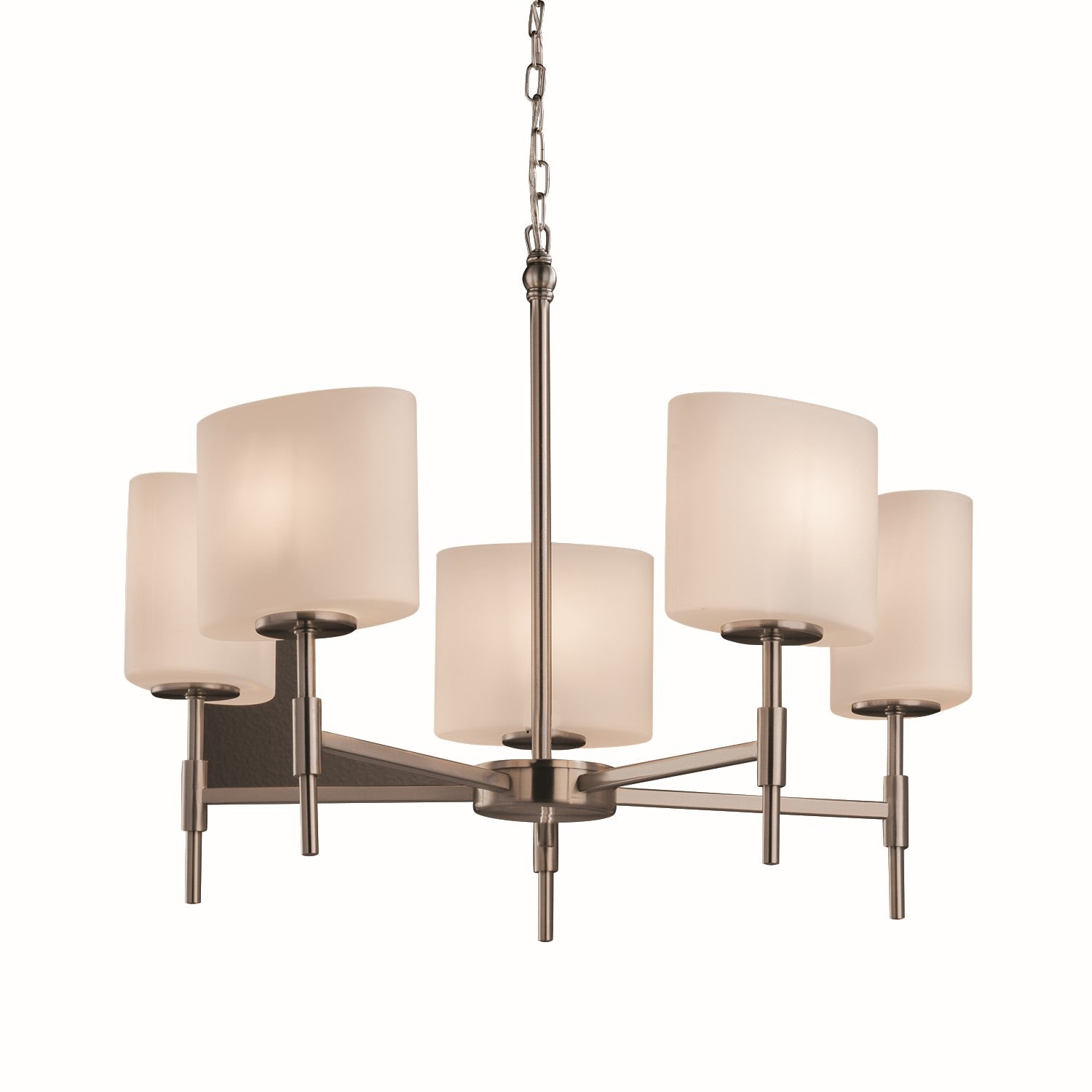 Justice Designs - FSN-8410-30-OPAL-NCKL - Five Light Chandelier - Fusion - Brushed Nickel