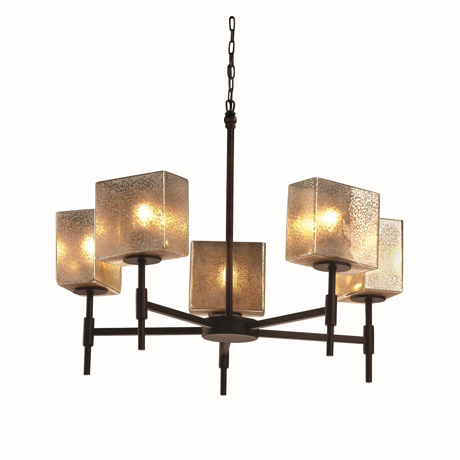 Justice Designs - FSN-8410-55-MROR-DBRZ - Five Light Chandelier - Fusion - Dark Bronze