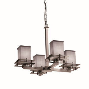 Justice Designs - FAB-8100-15-GRAY-NCKL - Four Light Chandelier - Textile - Brushed Nickel