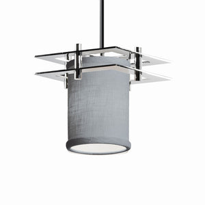 Justice Designs - FAB-8165-10-GRAY-CROM-BKCD - One Light Pendant - Textile - Polished Chrome