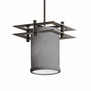 Justice Designs - FAB-8165-10-GRAY-NCKL-BKCD - One Light Pendant - Textile - Brushed Nickel